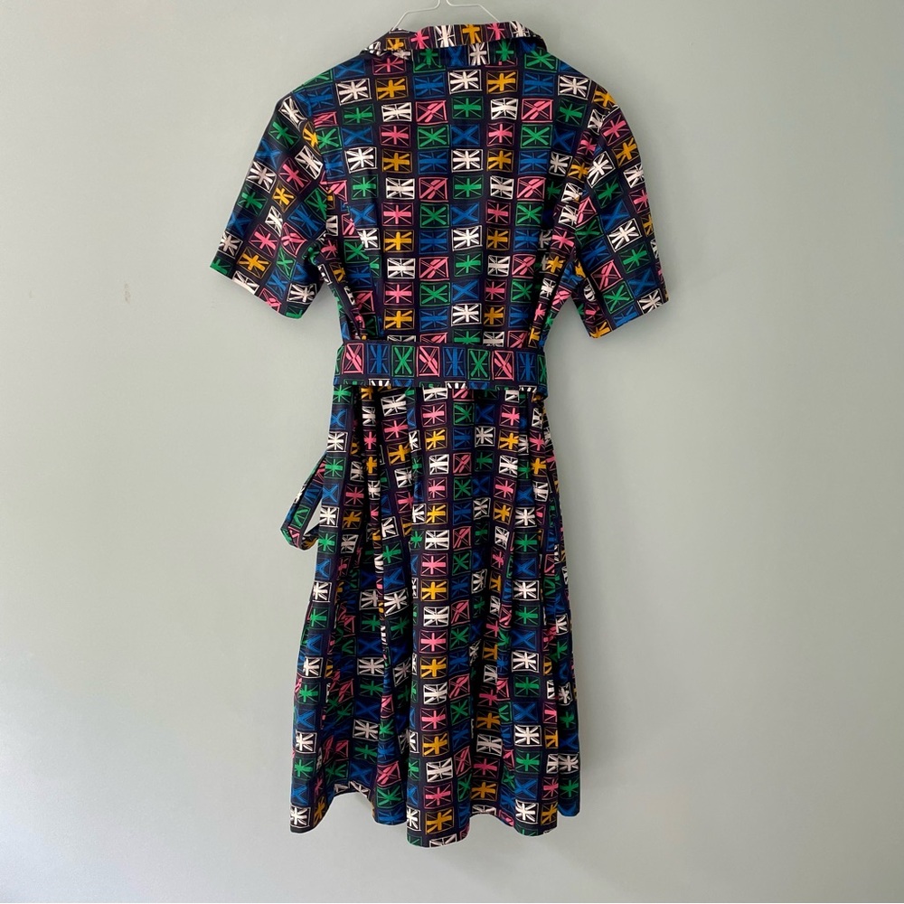 BODEN Anastasia Fit & Flare Shirtdress in Union Jack Rainbow Flags W0293 - Picture 5 of 9